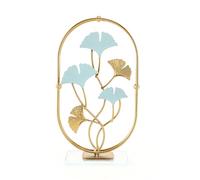 A ANTCAM Metal Ginkgo Leaf Ornaments Golden Statue Crafts Table Decor Modern Art Gold Ginkgo Leaf with Base Design, Perfect for Bedroom, Bathroom and Living Room Bookshelf (B)