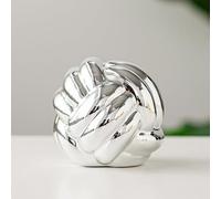A ANTCAM Modern Ceramic Ornaments Geometric Knot Decor Ceramic Chain Decor Ceramic Knot Decor Home Decor Desktop Statue Thread Knot Decoration Coffee Table Decorative Ball (Silver)