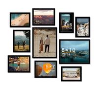 A ART·ZONE Black Picture Frames - 4x6, 5x7, 8x10-10 Pack Photo Frame Mix & Match Set for Wall Decor & Tabletop Display, Minimalist Black Frame Collection