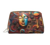 a Artistic Wonder Leather Portable Makeup Bag for Cosmetics, Toiletries, and Daily Essentials