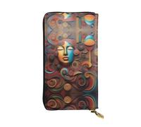 a Artistic Wonder Print Leather Long Clutch Wallet for Women â€“ Fashionable with Multiple Card Slots, Coin Pocket, Black, One Size