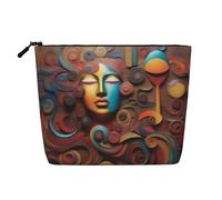 a Artistic Wonder Single-Layer Linen-Look Makeup Pouch with Zipper Ensuring for Your Daily or Travel Needs