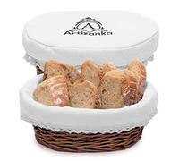 A ARTIZANKA Handmade Wicker Bread Basket for Serving Sourdough Bread and Pastries with Removable Liner and Cover Bread Storage Container and Fruit Basket