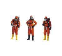a aternee 3 Piece Standing Firefighter Figure Model Little People Role Play Figure Realistic Character Doll Fairy Garden School Project Model,2cm Orange