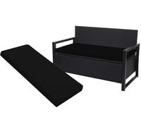 A ATH COLLECTION 3 Seater Bench Cushion Seat Pad Only for Indoor & Outdoor Garden Patio, Waterproof Rattan Sofa 140x50x5cm Lawn & Garden, Patio, Office, Coffee Shop with Removable cover (Black)
