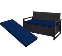 A ATH COLLECTION 3 Seater Bench Cushion Seat Pad Only for Indoor & Outdoor Garden Patio, Waterproof Rattan Sofa 140x50x5cm Lawn & Garden, Patio, Office, Coffee Shop with Removable cover (Navy)