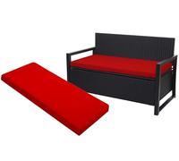 A ATH COLLECTION 4 Seater Bench Cushion Seat Pad Only for Indoor & Outdoor Garden Patio, Waterproof Rattan Sofa 170x50x5cm Lawn & Garden, Patio, Office, Coffee Shop with Removable cover (Red)