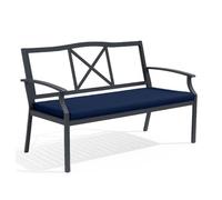 A ATH COLLECTION Bench Cushion Indoor/Outdoor, 120x33x5cm Long Seat Pad Cushion filled with High Resilience Foam 100% Waterproof 2 Seater Garden Bench Seat Pad Cushions (Navy, 120x33x5 cm)