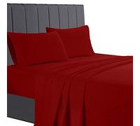 A ATH COLLECTION Egyptian Cotton Flat Sheet, 200 Thread Count Cotton Soft, Fade & Wrinkle Resistant Flat Bed Sheets (Super King, Red)