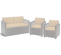 A ATH COLLECTION Rattan Outdoor Seat Cushion Pads Garden Furniture Cushions Chair Padding Patio Water Resistant 2, 3 or 4 Seater Patio Set Sofa Cushions Pads (8 Pc Cream Patio Set)