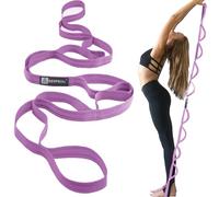 A AZURELIFE Premium Durable Cotton Stretch Strap with 10or12 Loops, Non-Elastic Yoga Strap for Stretching, Multi-Loop Fitness Stretch Band for Physical Therapy, Yoga, Pilates&Dance (Purple - 12
