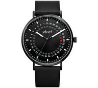a.b.art Men's Watch - Jumping Date Display with Red Dot, Ronda Quartz Movement, Sapphire Crystal, Ultra-Thin Stainless Steel Case, Bauhaus Minimalist Design Wristwatch with a Black Leather Strap 41MM