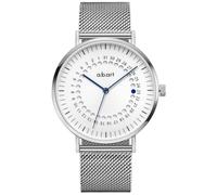 a.b.art Men's Watch, Swiss Parts Ronda Quartz Movement, Sapphire Crystal, Milanese Mesh Band, Ultra-Thin Case, Minimalist Bauhaus Design, 41mm Black Dial