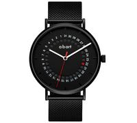 a.b.art Men's Watch with Dot Jump Date Display - Swiss Ronda Quartz Movement, Minimalist Bauhaus Style, Sapphire Glass, Black Milanese Strap, 41mm, Pure Black, 41 mm, minimalism