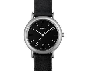a.b.art Women's Quartz Watch with Black Dial Analogue Display and Black Leather Strap KSD104