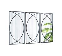 A&B Home Rectangle Wall Mirror with Black Metal Frame, 3 Piece Wall Mounted Mirror Set, Home Wall Decor for Living Room Bedroom Vanity Entryway Foyer, 16" x 32"