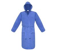 A & B TRADERS Bath Robe Night Gown House Coat Hooded and Shawl Collar for Women Men Zero Twist Egyptian Cotton Super Soft Fluffy (Blue, Hooded)