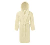 A & B TRADERS Mens Womens Hooded Bathrobe 100% Soft Cotton Terry Towelling Dressing Gown House Coat (Cream)