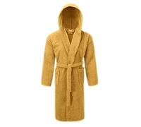 A & B TRADERS Mens Womens Hooded Bathrobe 100% Soft Cotton Terry Towelling Dressing Gown House Coat (Mustard)