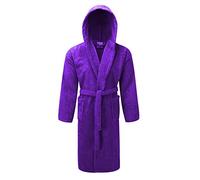 A & B TRADERS Mens Womens Hooded Bathrobe 100% Soft Cotton Terry Towelling Dressing Gown House Coat (Purple)