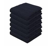 A & B TRADERS Premium Cotton - Face Cloths - Guest Towels - Luxury Hand - Hotel Quality Bath - Jumbo Bath Sheets (Black, 6x Guest Towels)