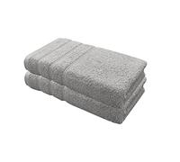 A & B TRADERS Premium Cotton Hand Towels 100% Soft Ring Spun Cotton 50 x 85 cm Hotel Quality Thick Absorbent (Silver, 2)