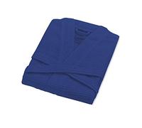 A & B TRADERS Waffle Dressing Gown Lightweight Kimono Housecoat Bathrobe Soft Egyptian Cotton Men Women (Navy)