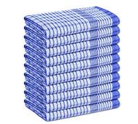 A & B TRADERS Wonderdry Tea Towels Kitchen Pack of 10, Cotton Absorbent Long Lasting Catering Bar Dish Towel (Blue)