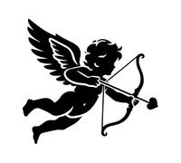 a Baby Angel Releasing an Arrow Silhouette Vinyl Wall Stickers 42x45.5cm Store Decoration Black