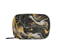 A Background Of Swirling Black and Gold Marble Patterns medicine bag organizer with Detachable Compartments reusable pill cases organizers for purse