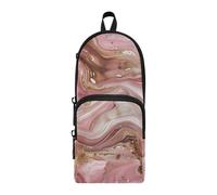 A Background Of Swirling Rose and Gold Marble Patterns Nylon 3 Compartments Zippered Pencil Bag study&multifunctional Pencil Case For Kids School Stationery for Student High School 1600ml