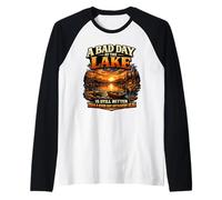 A Bad Day AT THE Lake Funny Outdoor Quote Raglan Baseball Tee