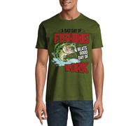A Bad Day of Fishing Beats A Good Day of Work Crew Neck Cotton Men's T-Shirt Hunter Green Medium