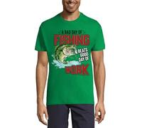 A Bad Day of Fishing Beats A Good Day of Work Crew Neck Cotton Men's T-Shirt Kelly Green Large