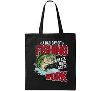A Bad Day of Fishing Beats A Good Day of Work Natural Ecological Cotton Tote Bag Black