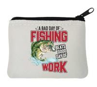 A Bad Day of Fishing Beats A Good Day of Work Neoprene Coin Purse Pouch 10x11cm White