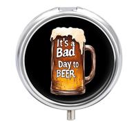 A Bad Day to Be Beer Cute Travel Pill Organizer Portable Small Round Medicine Case Box for Pocket Purse