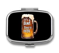 A Bad Day to Be Beer Cute Travel Pill Organizer Portable Small Square Medicine Case Box for Pocket Purse