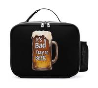A Bad Day to Be Beer Leather Lunch Bag with Buckled Handle Insulated Portable Meal Lunchbox for Work Travel