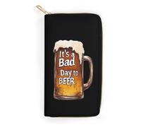 A Bad Day to Be Beer Leather Wallets for Men Women Card Slot Pockets Coin Purse Zipper Pouch