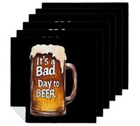 A Bad Day to Be Beer Printed Cloth Napkins Washable Reusable Table Decorative Napkin for Parties Weddings 6 PCS