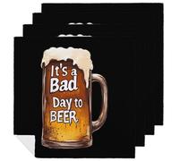 A Bad Day to Be Beer Printed Cloth Napkins Washable Reusable Table Decorative Napkin for Parties Weddings 4 PCS