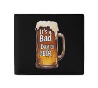 A Bad Day to Be Beer Trendy Bifold Wallet for Men Classic Lightweight ID Window Leather Wallets