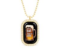 A Bad Day to Be Beer Trendy Diamond Necklace for Women Shiny Square Jewel Pendant Charms Gift