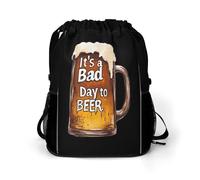 A Bad Day to Be Beer Trendy Drawstring Backpack with Shoes Compartment Gym Bag Beach Cinch for Women Men