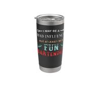 A Bad Influence But I'm A Fun Bartender Funny Bartender Stainless Steel Insulated Tumbler