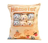 A Bag Of Hamster Snack Pillow Creative Plush Hamster Lumbar Back Cushion Removable Fluffy Kawaii Animal Dolls Sofa Chair Decorative Pillows