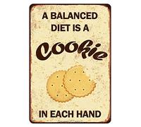 A Balanced Diet is A Cookie in Each Hand Iron Poster Painting Tin Sign Vintage Wall Decor for Cafe Bar Pub Home Beer Decoration Crafts 8x12Inches