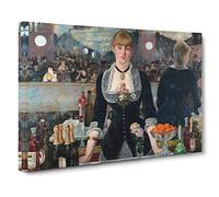 A Bar At The Folies Bergere By Edouard Manet Canvas Print | Gallery Wrapped 30mm Frame Wall Art | 30x20 inches | Ready to Hang | Classic Picture | Living Room Bedroom Lounge Office