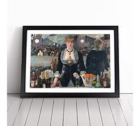 A Bar At The Folies-Bergere By Edouard Manet Framed Wall Art Picture Print - Canvas Painting - Modern Home Décor Poster - Ready to Hang for Living Room Bedroom Kitchen - Black A4 (27 x 36 cm)